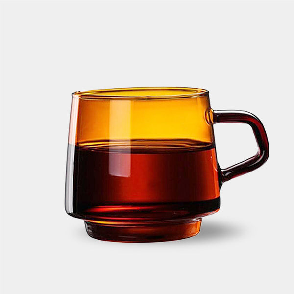 Mid Century Modern Retro Glass Mugs - 300ml - Orange, Green, Blue, Clear