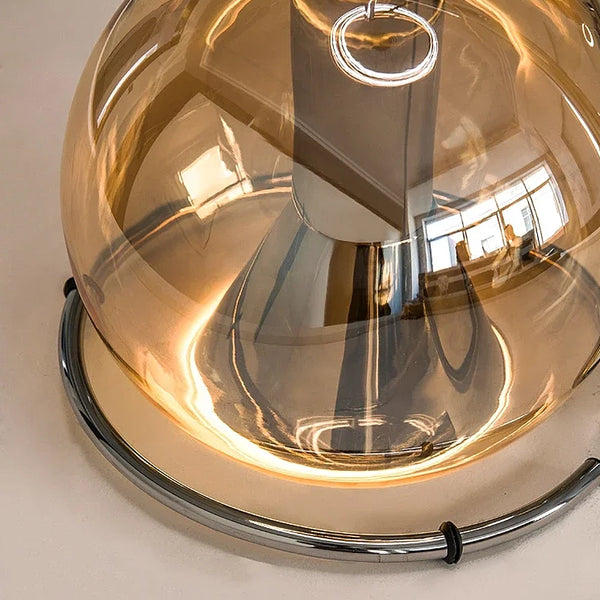 Retro Lunar Glass and Chrome Pendant Light
