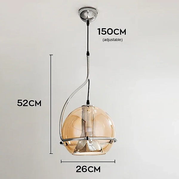Retro Lunar Glass and Chrome Pendant Light