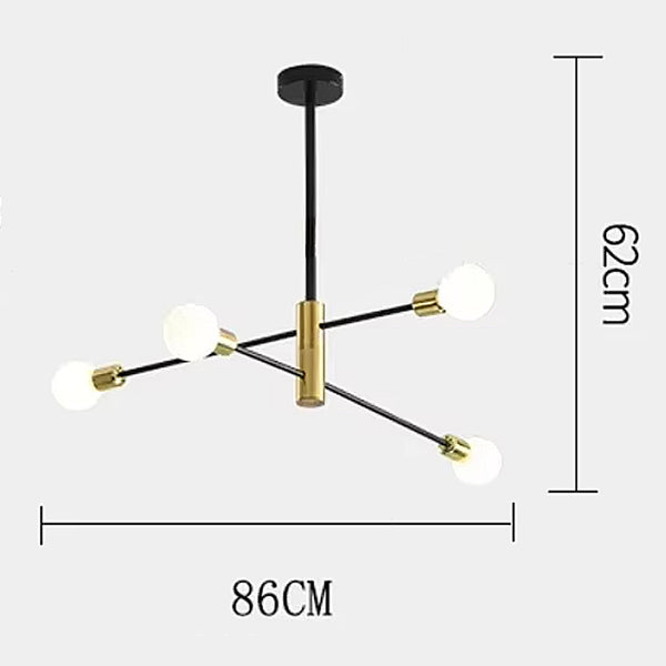 Modern retro sputnik black & gold mid century style chandelier light - 4, 6 & 8 lights