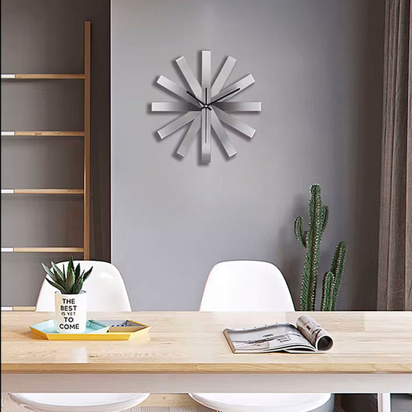 Mid Century Modern  Stainless Steel Asterisk Wall Clock - 30cm - Black, Gold, Silver