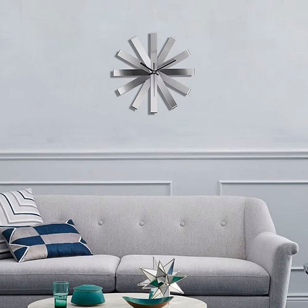 Mid Century Modern  Stainless Steel Asterisk Wall Clock - 30cm - Black, Gold, Silver