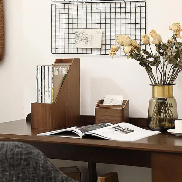 Mid Century Modern Wooden A4 Magazine Files - Ash & Walnut