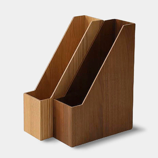 Mid Century Modern Wooden A4 Magazine Files - Ash & Walnut