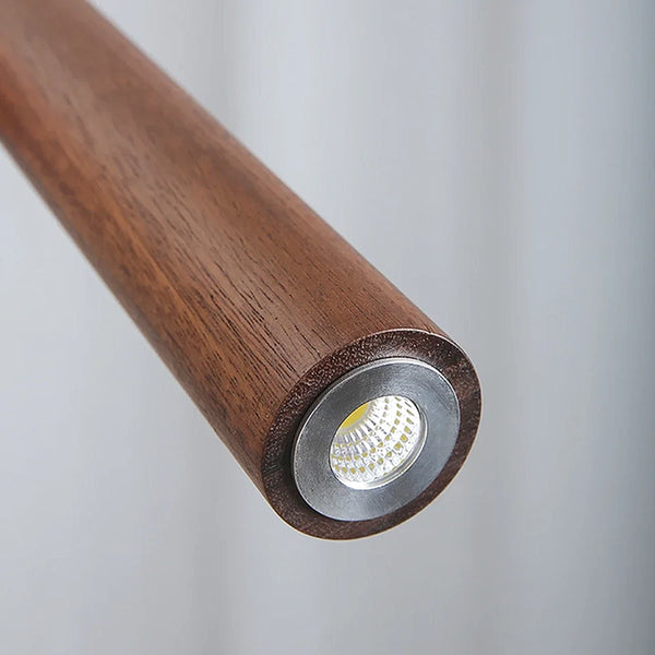 Mid Century Modern Wooden Suspension Tube Pendant Lights