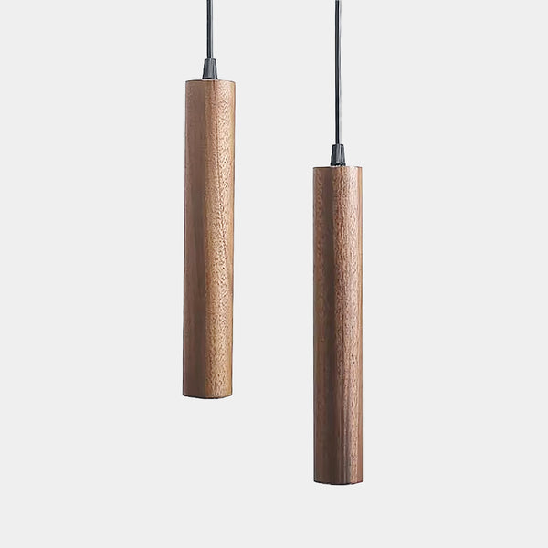 Mid Century Modern Wooden Suspension Tube Pendant Lights