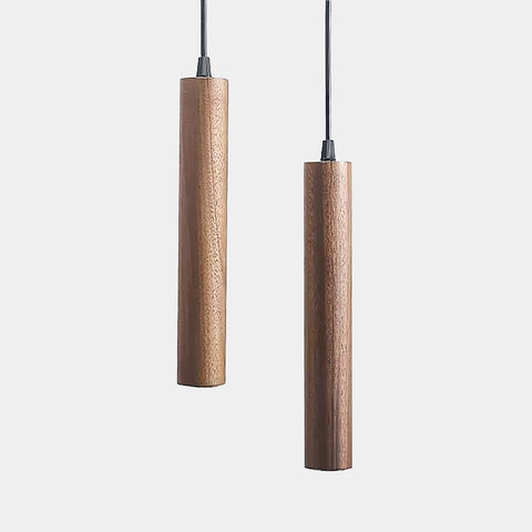 Mid Century Modern Wooden Suspension Tube Pendant Lights