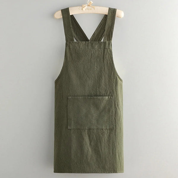 Minimalist Cross Back Cotton Aprons - Grey, Black, Blue, Green & Yellow