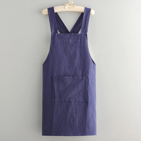 Minimalist Cross Back Cotton Aprons - Grey, Black, Blue, Green & Yellow