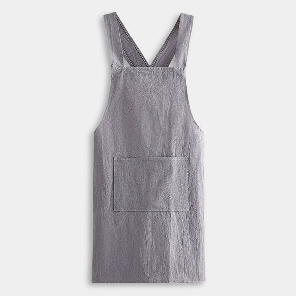 Minimalist Cross Back Cotton Aprons - Grey, Black, Blue, Green & Yellow