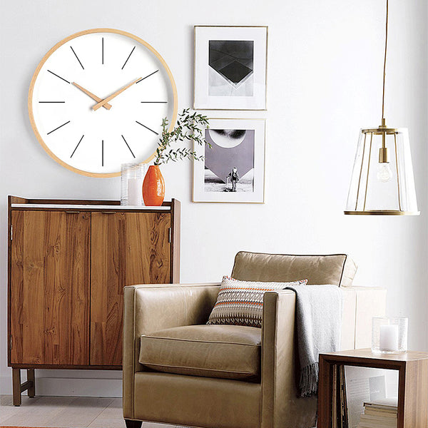 Minimalist Wooden Wall Clock - Dark & Light Wood - 25cm, 30cm, 35cm