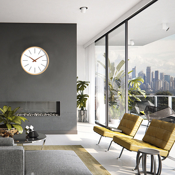 Minimalist Wooden Wall Clock - Dark & Light Wood - 25cm, 30cm, 35cm