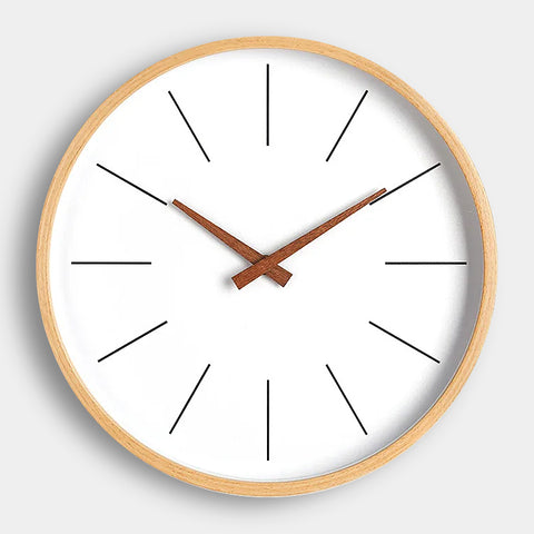 Minimalist Wooden Wall Clock - Dark & Light Wood - 25cm, 30cm, 35cm