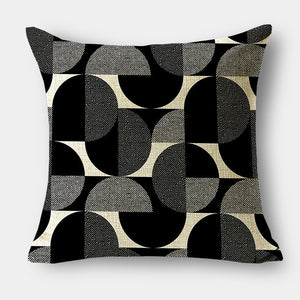 Modern Retro Grey & Black Circle Linen Cushion - 40cm, 45cm & 50cm