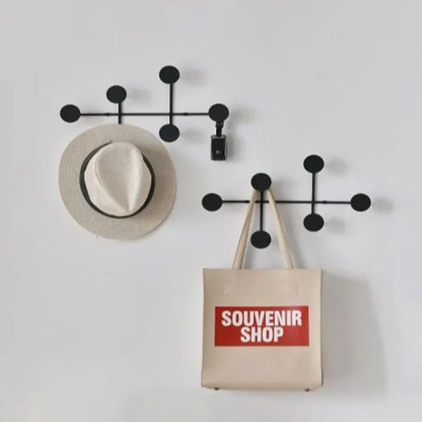 Modern Circular Metal Wall Hooks - Black & White - 6 Hooks