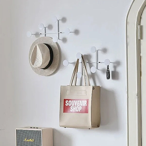 Modern Circular Metal Wall Hooks - Black & White - 6 Hooks