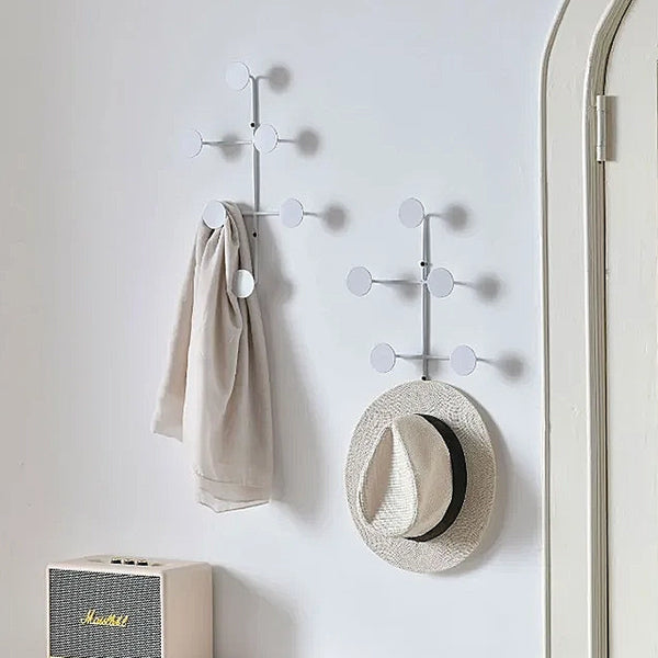 Modern Circular Metal Wall Hooks - Black & White - 6 Hooks