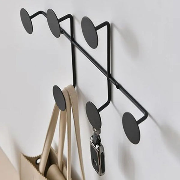 Modern Circular Metal Wall Hooks - Black & White - 6 Hooks