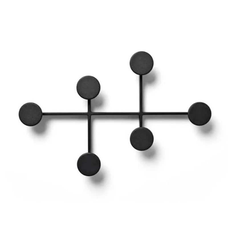Modern Circular Metal Wall Hooks - Black & White - 6 Hooks