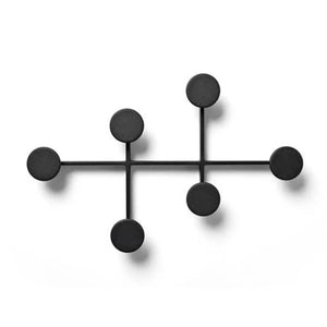 Modern Circular Metal Wall Hooks - Black & White - 6 Hooks