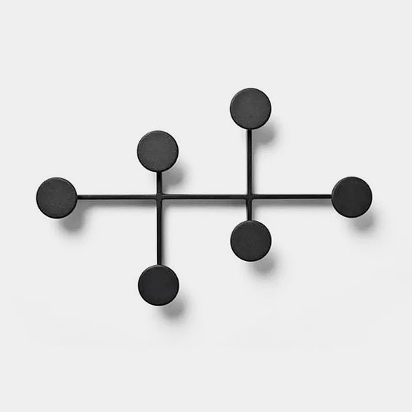 Modern Circular Metal Wall Hooks - Black & White - 6 Hooks