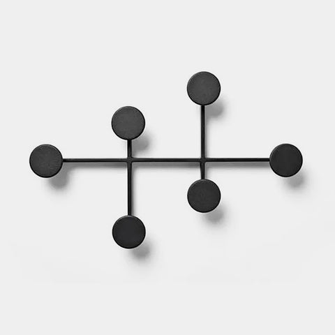 Modern Circular Metal Wall Hooks - Black & White - 6 Hooks