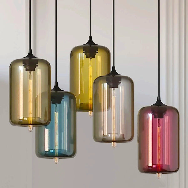 Mid Century Modern Glass Rectangular Pendant Lights - 7 Colours