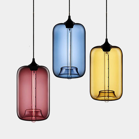 Mid Century Modern Glass Rectangular Pendant Lights - 7 Colours