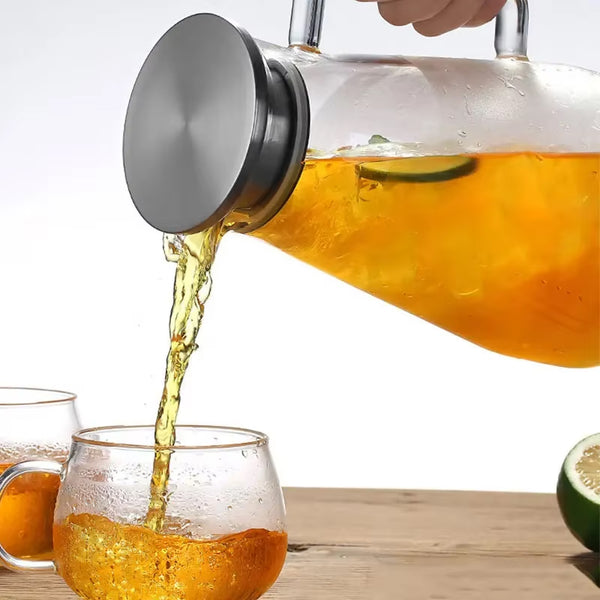 Contemporary Glass & Stainless Steel Water Pitcher - 1.2 & 1.6 Litres