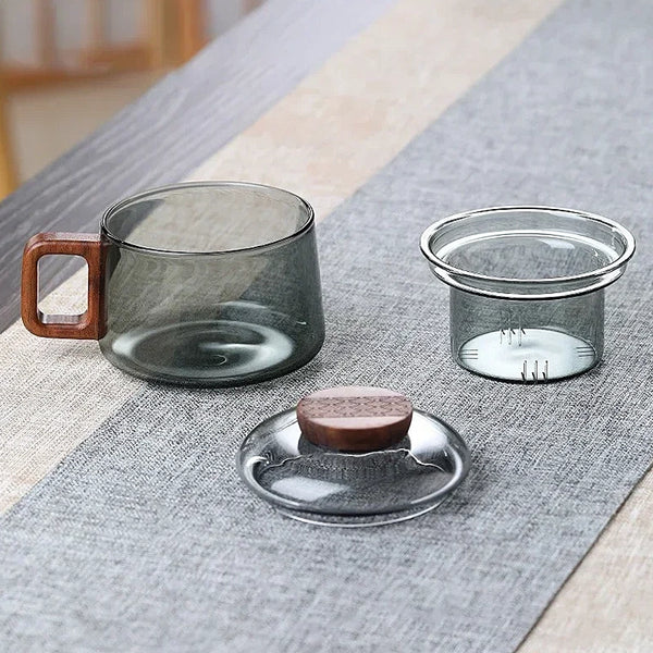 Grey & Clear Glass Tea For One Infuser Cups - 200ml