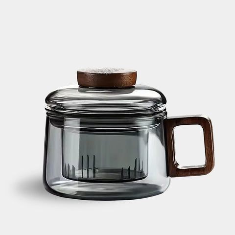 Grey & Clear Glass Tea For One Infuser Cups - 200ml