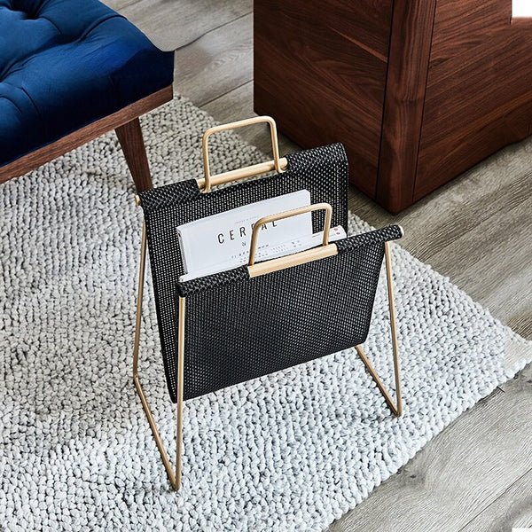 Modern Metal Westbourne Magazine Holder - Gold & Black