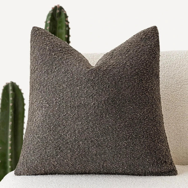 Modern Textured Boucle Cushions 45cm Black Grey White Brown Beige Blue Pink