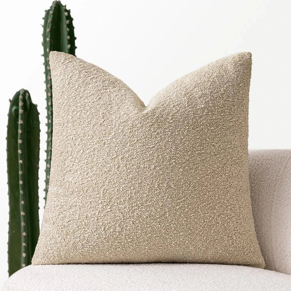 Modern Textured Boucle Cushions 45cm Black Grey White Brown Beige Blue Pink