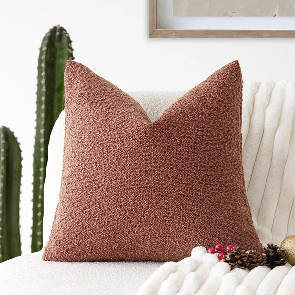 Modern Textured Boucle Cushions 45cm Black Grey White Brown Beige Blue Pink