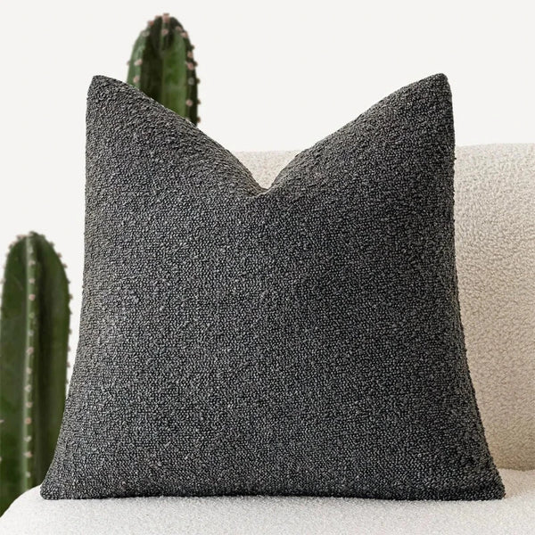Modern Textured Boucle Cushions 45cm Black Grey White Brown Beige Blue Pink
