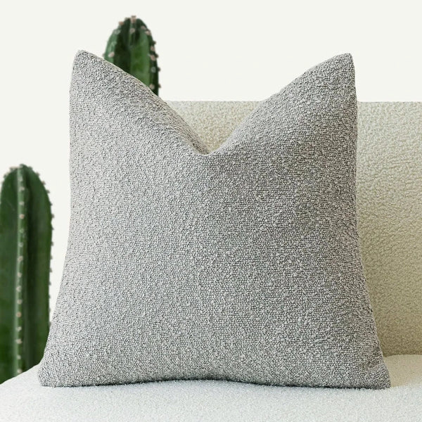 Modern Textured Boucle Cushions 45cm Black Grey White Brown Beige Blue Pink