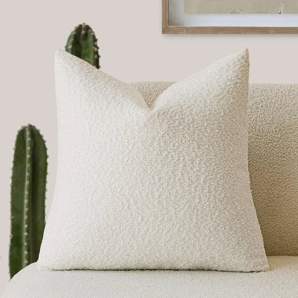 Modern Textured Boucle Cushions 45cm Black Grey White Brown Beige Blue Pink