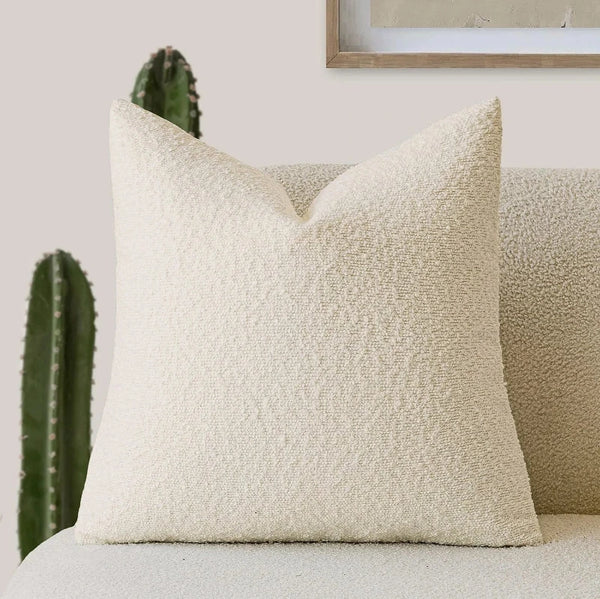 Modern Textured Boucle Cushions 45cm Black Grey White Brown Beige Blue Pink