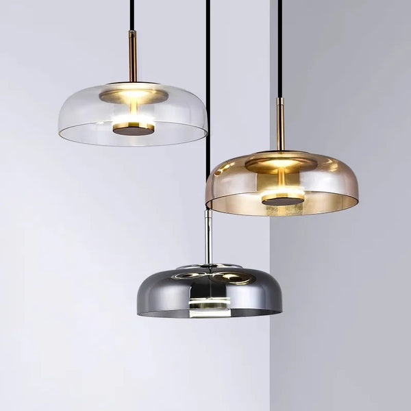Contemporary Transparent Glass Pendant Lights - Clear, Grey & Amber