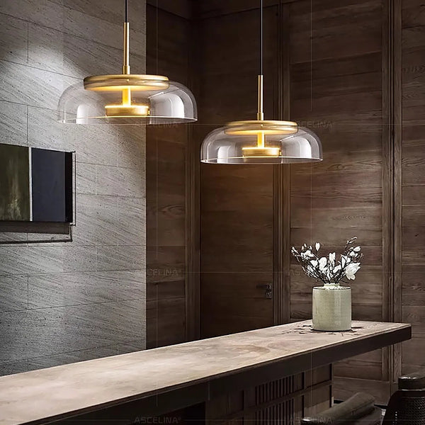 Contemporary Transparent Glass Pendant Lights - Clear, Grey & Amber