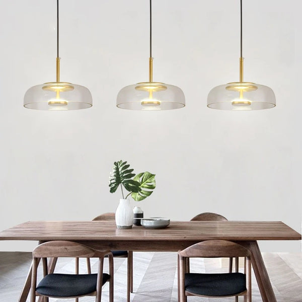 Contemporary Transparent Glass Pendant Lights - Clear, Grey & Amber