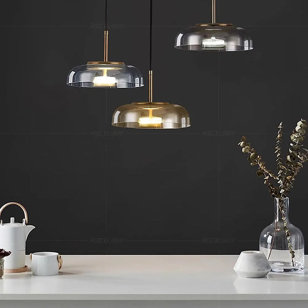 Contemporary Transparent Glass Pendant Lights - Clear, Grey & Amber