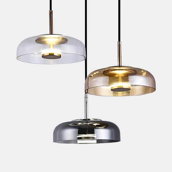Contemporary Transparent Glass Pendant Lights - Clear, Grey & Amber