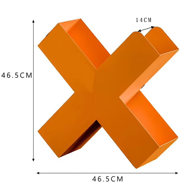 Modern X Shaped Metal Magazine Rack & Book Storage - Orange, Black, Red & Beige