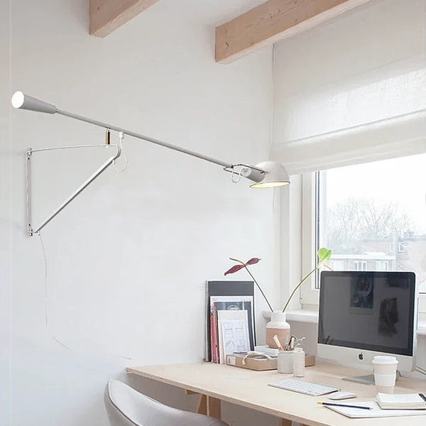 Large modern stylish long-arm wall lamp light - Black, White