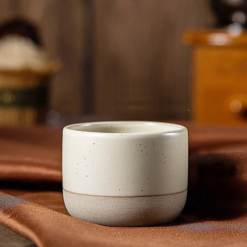 Part Glazed Beige Ceramic Coffee Cups - Small, Medium & Large