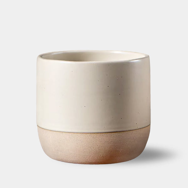 Part Glazed Beige Ceramic Coffee Cups - Small, Medium & Large