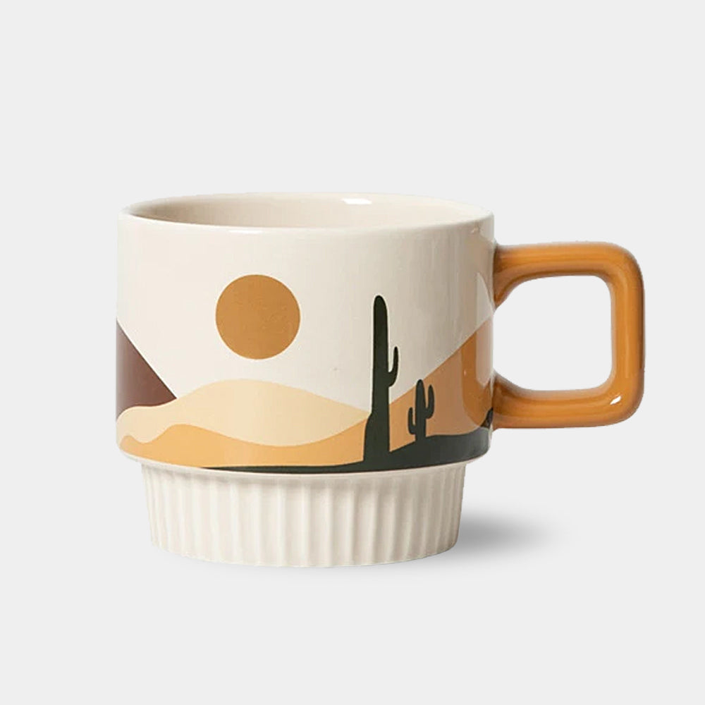 Arizona Ceramic Mugs - 3 Desert / Americana Designs - Cactus, House & Stairs