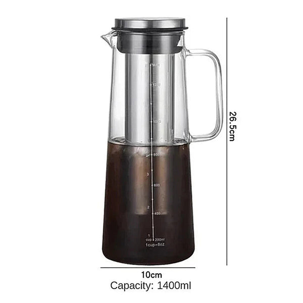 Cold Brew Coffee Maker - 1 & 1.4 Litre - Glass & Stainless Steel